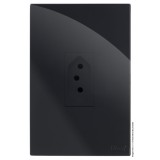 Conjunto Tomada 10a Vertical 4x2 - RECTA Preto Black Gloss
